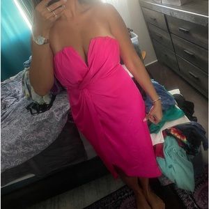 Never worn pink fuschia satin dress size L - from TX Boutique